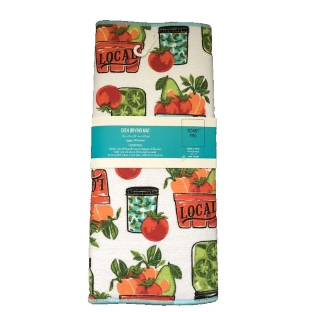 Vegetable Garden Set of 5 Kitchen Drying Mat Dish Towels Oven Mitt Potholder